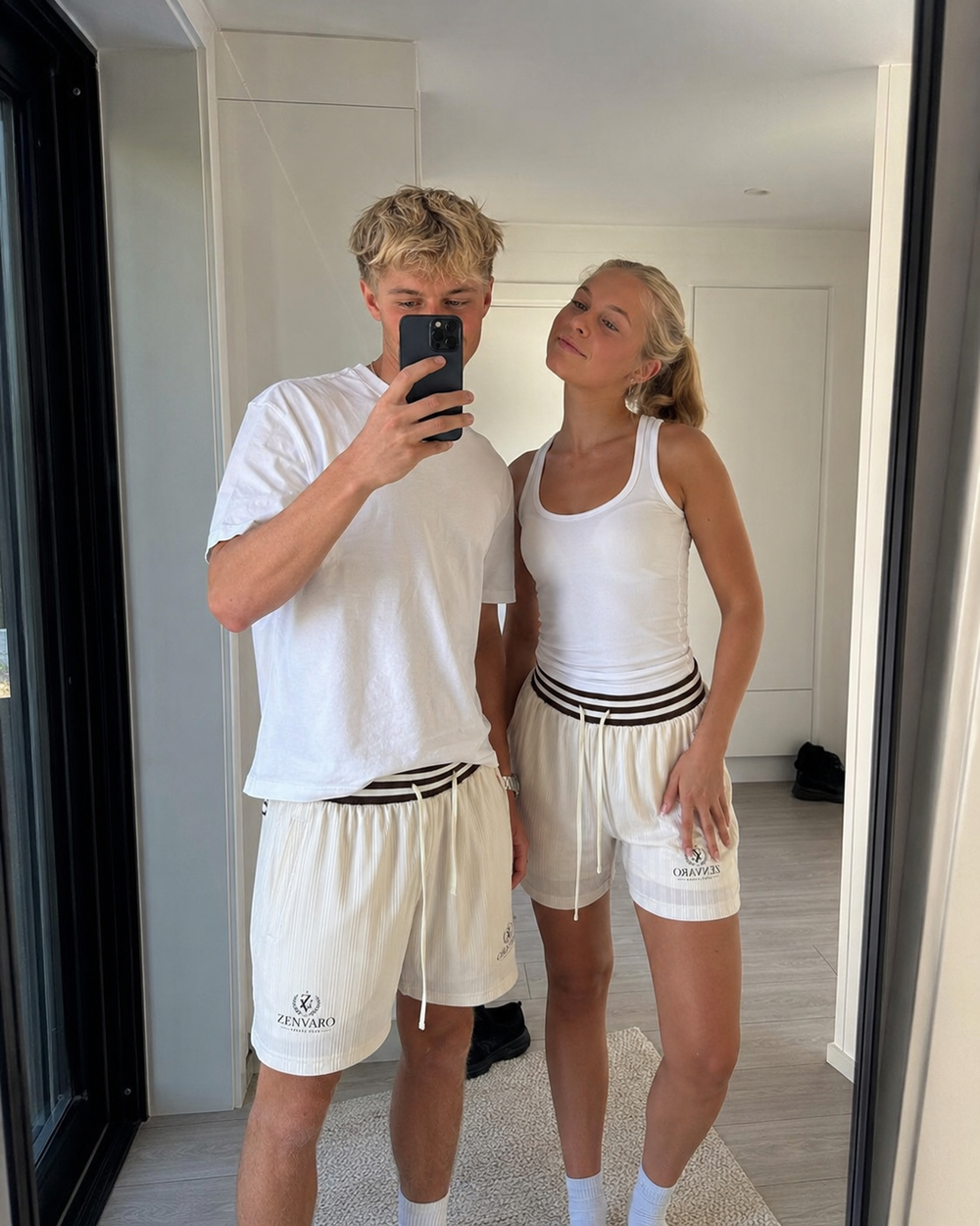 Unisex Striped Drawstring Shorts