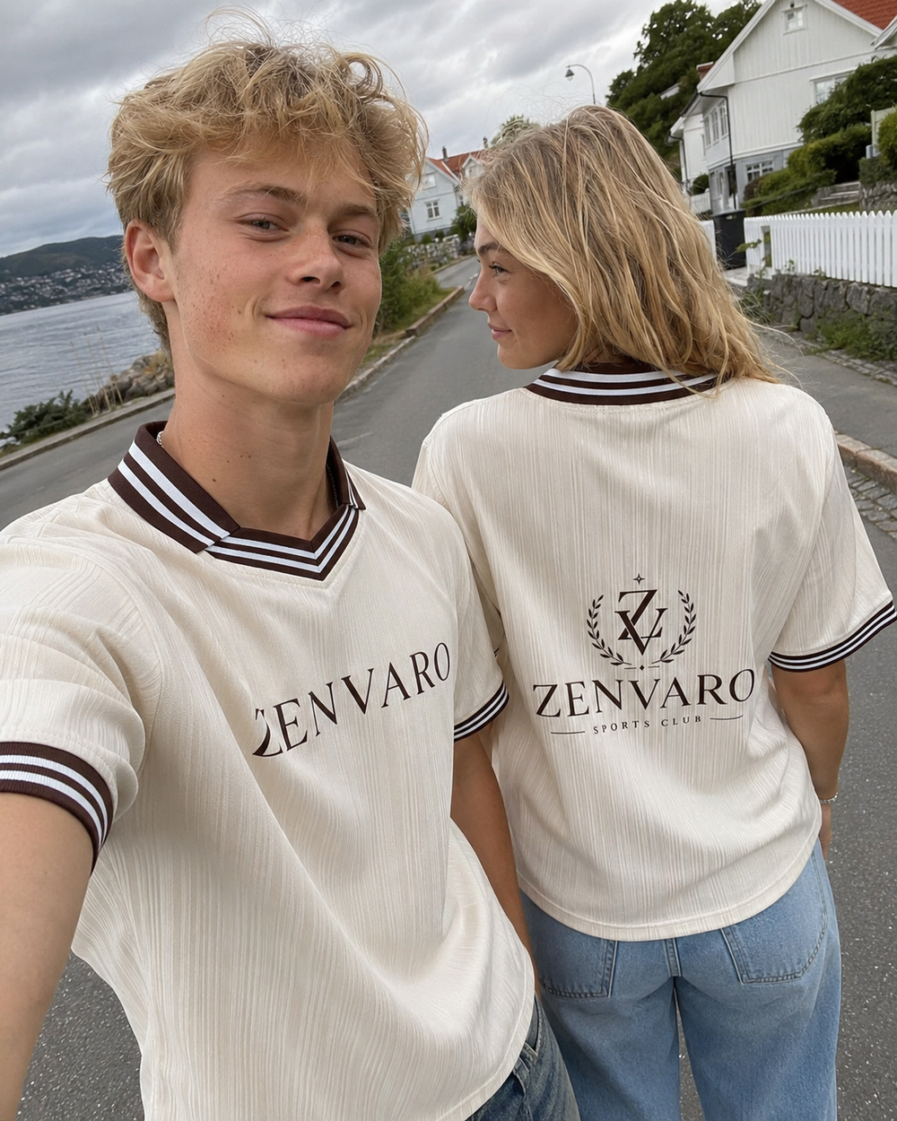 Contrast Stripes Polo Collar T-Shirt